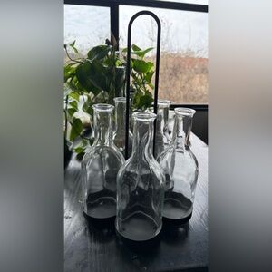 Vintage Danish Scandinavian Wrought Iron & Glass 5 Candle Holder Candelabra NWOT